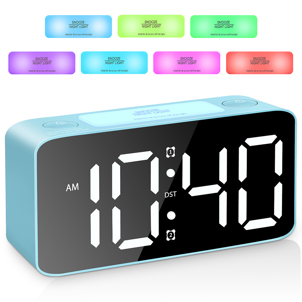 RGB large character large screen super loud LED clock student alarm clock table clock 15 color changing screen clock 10 minute alarm