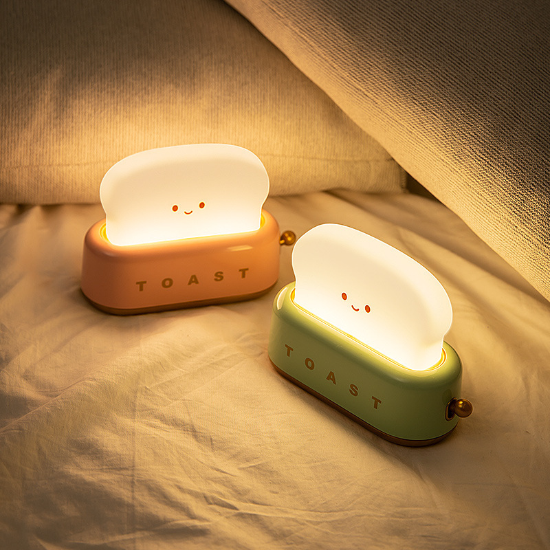 Bread machine night light LED warm light bedroom bedside USB rechargeable dimming lighting desk lamp timing sleep companion lamp