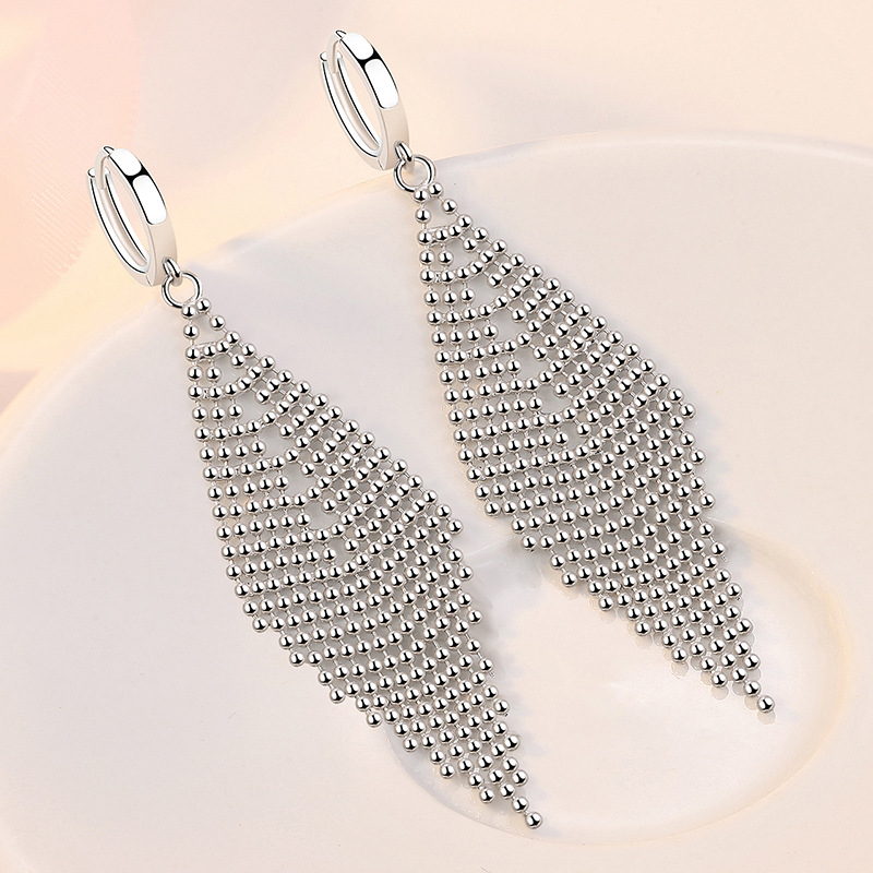 Bead curtain earrings, water drop wheat earrings, long tassel earrings