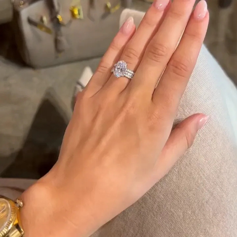 Cao Shi Luxurious Three-Piece Ring Set Wedding Engagement Geometric Jewelry Ring Super Shiny Ring