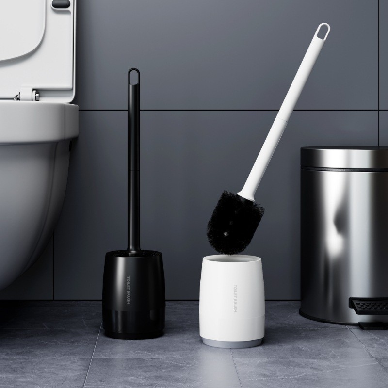 New Bristle Toilet Brush with Base, Toilet Cleaning Brush Set, Bathroom Long Handle Plastic Brush
