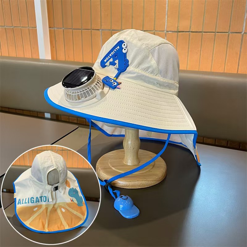 Solar Fan Children's Hat, Summer Thin Sun Protection, Wide Brim, Cape Hat, Boys and Girls, Hollow Top Hat