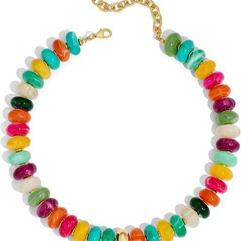Colorful Resin Beaded Necklace Simple Dopamine Necklace Bohemian Collarbone Chain