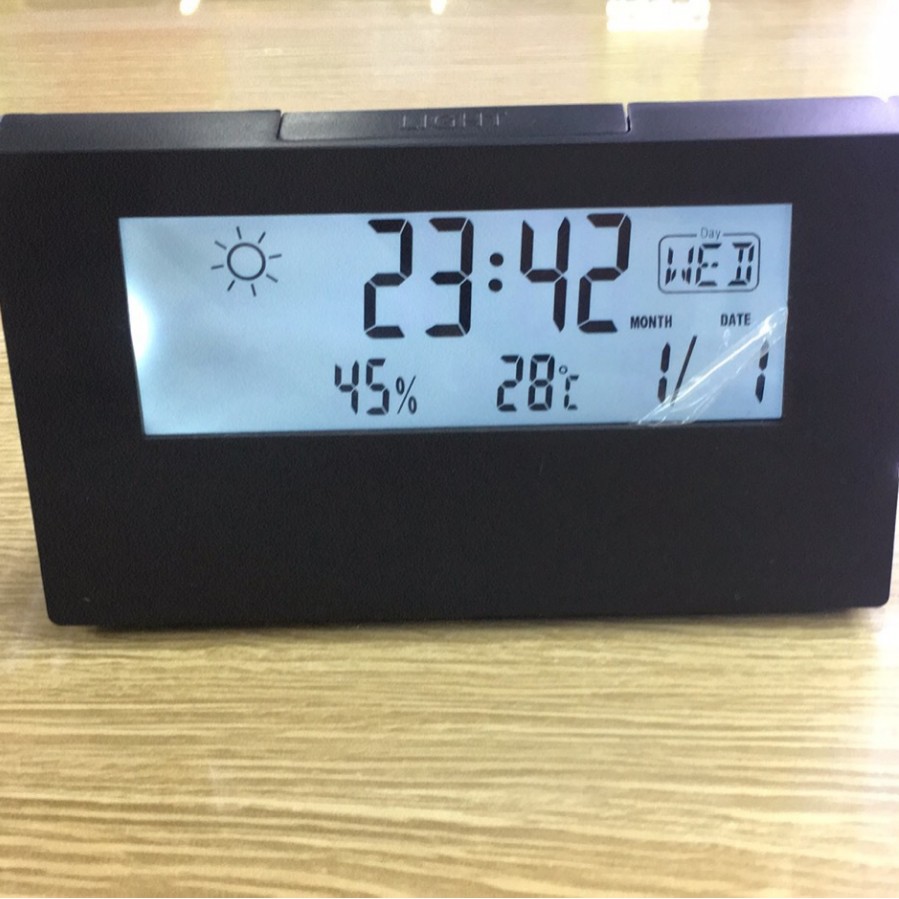 Temperature and Humidity Clock, Weather Display, Night Light Small Alarm Clock, Transparent Electronic Alarm Clock