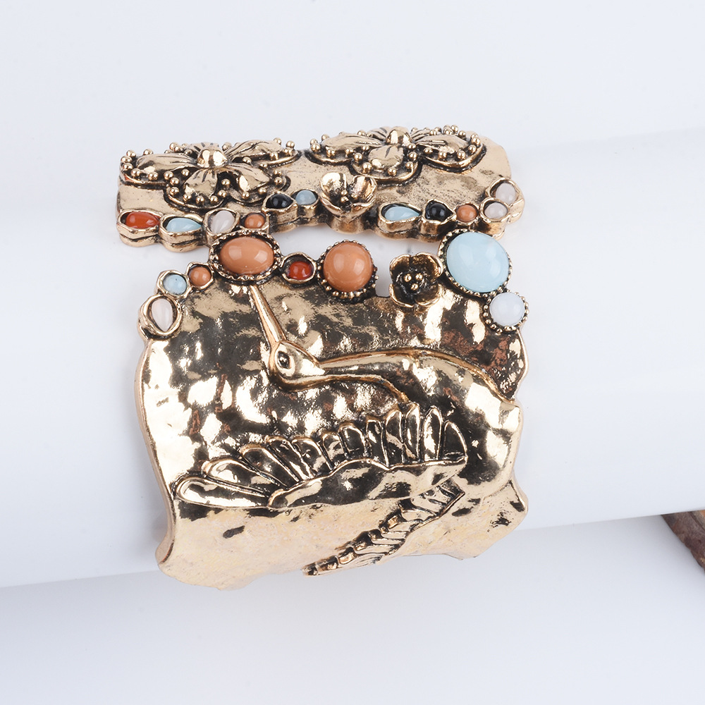 ZA big brand gold alloy bracelet spring diamond bangle bracelet