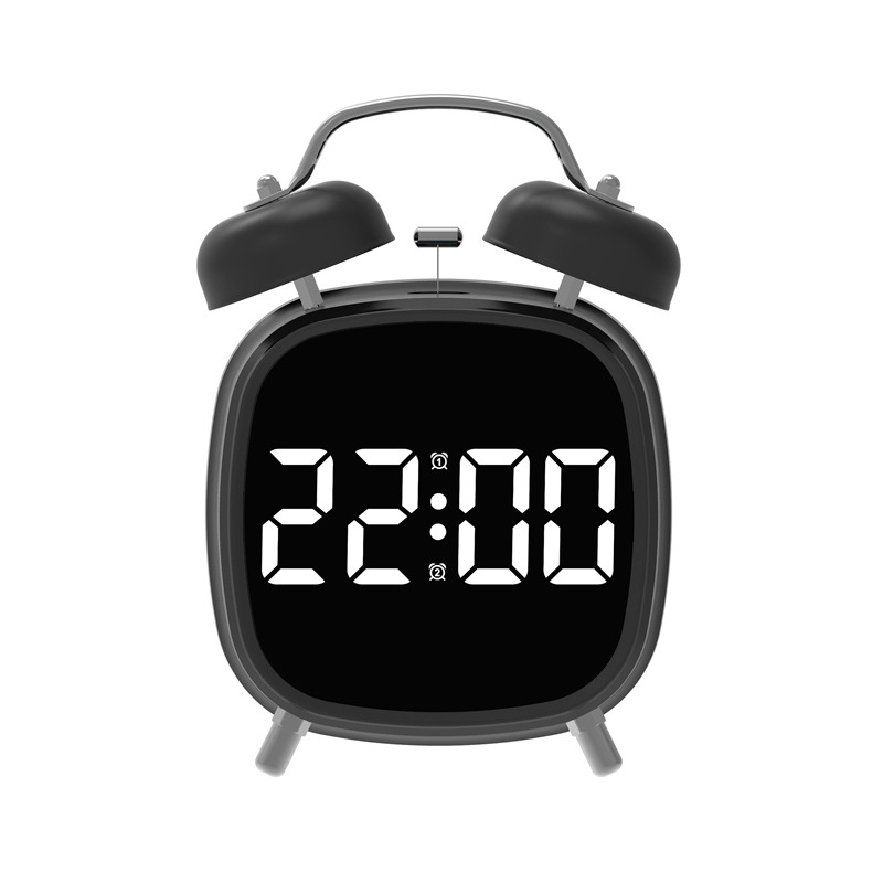 High Volume Metal Bell Alarm Clock LED Clock Wake-up Difficult Multifunctional Clock GH8032 Bell Clock