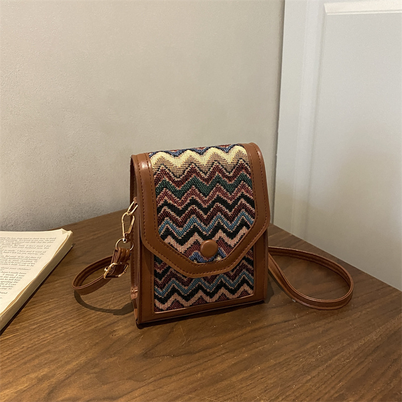 Ethnic Style Crossbody Phone Bag Women 2026 New Single Shoulder Small Square Bag Coin Purse