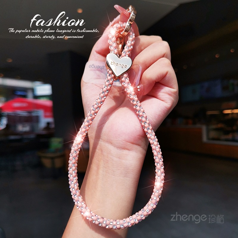 Phone strap wrist type sparkly diamond love flower buckle bracelet short exquisite outdoor travel shopping