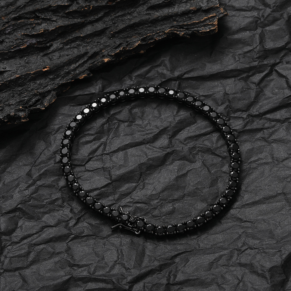 Hip-hop jewelry black tennis bracelet 3mm 4mm 5mm copper set zircon black tennis chain new hot