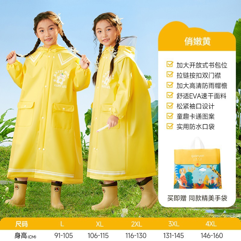 Children Raincoat Kindergarten Boys Girls School with Backpack Position Anti