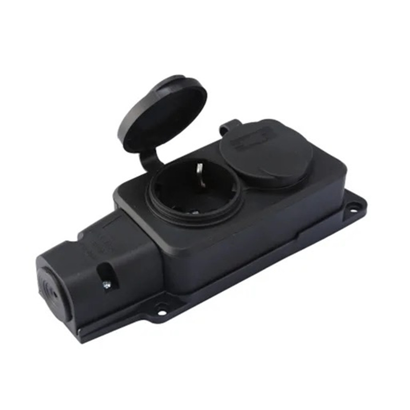 Black IP54 impact-resistant 16A wireless waterproof European standard power strip German waterproof power strip European standard junction board