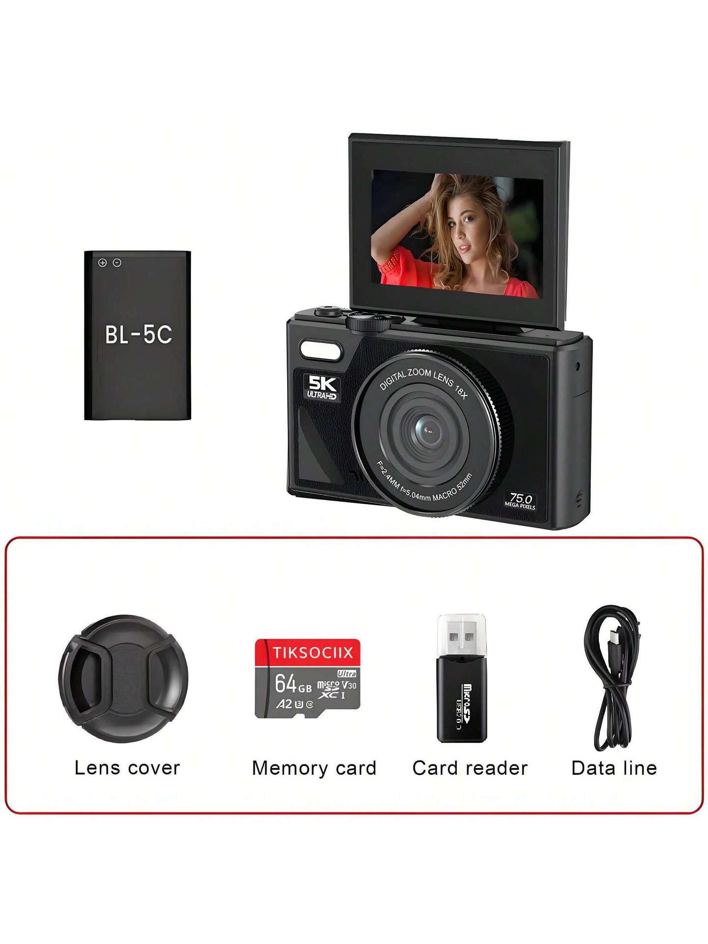 New W1 flip screen CCD camera HD digital camera with WiFi transmission beauty filter 4K5K