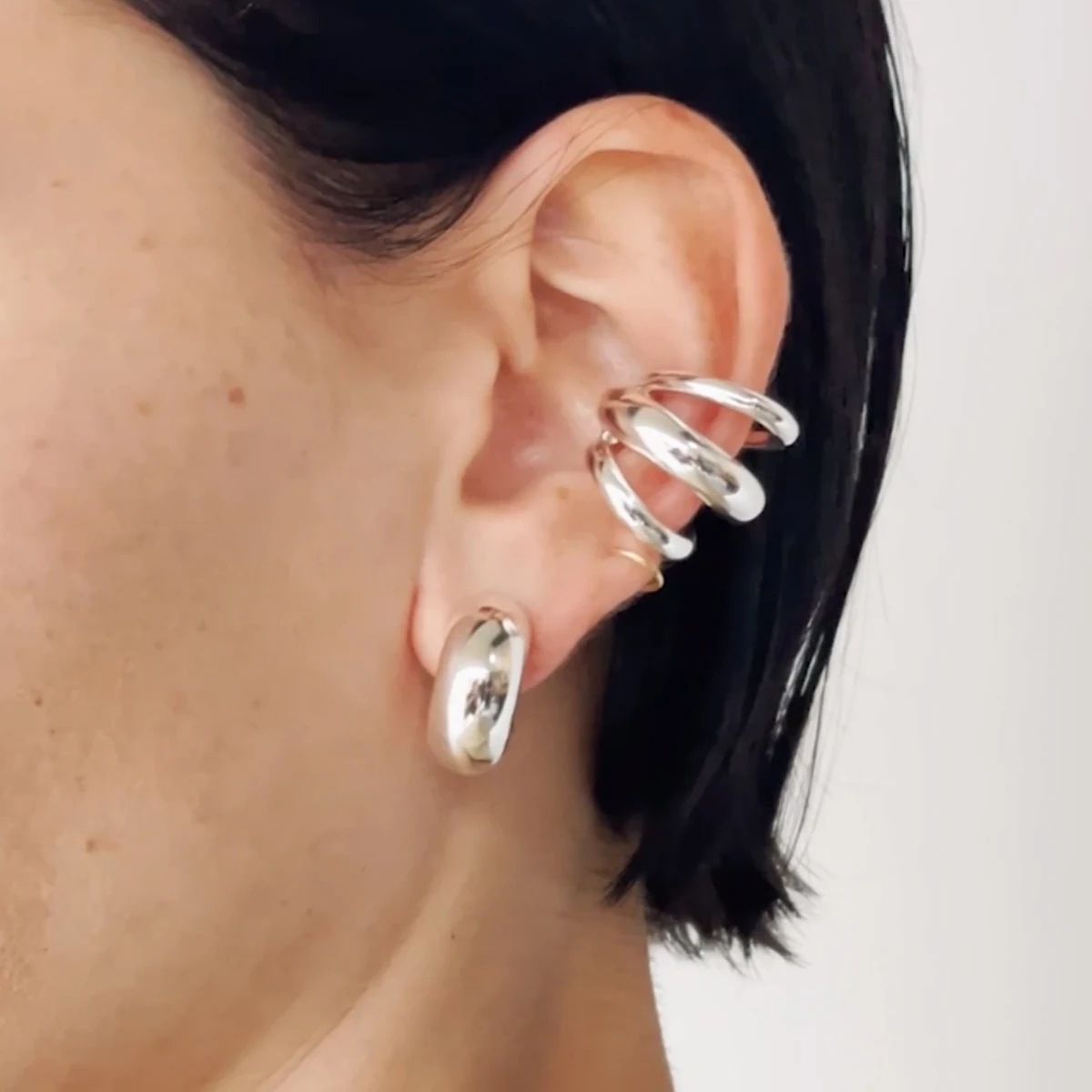 New Ins style titanium steel ear cuff no ear hole 18K gold stainless steel ear clip