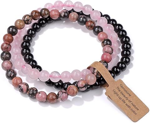 Colorful Natural Stone Semi-Precious Gemstone Bracelet Pink Zebra Yellow Tiger Beaded Bracelet Unisex