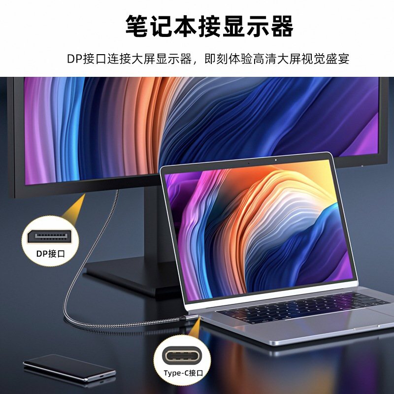 Type-C to DP adapter cable 8K computer phone to monitor HD cable Type-c to DP phone screen mirroring cable