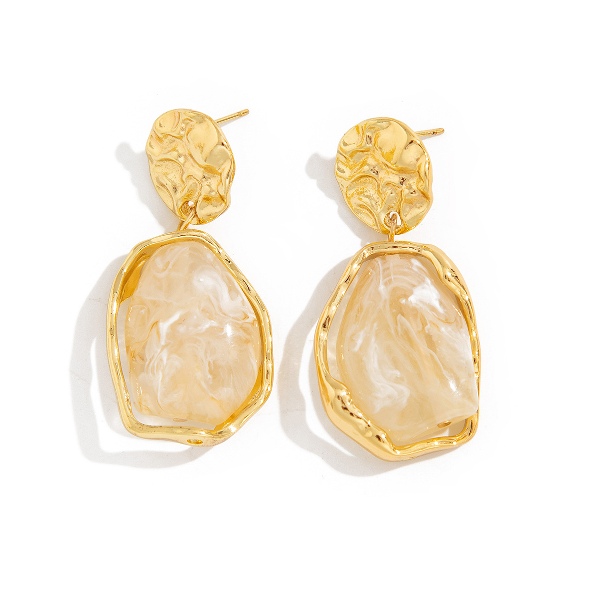 Jewelry metallic earrings style pearl square pleated earrings