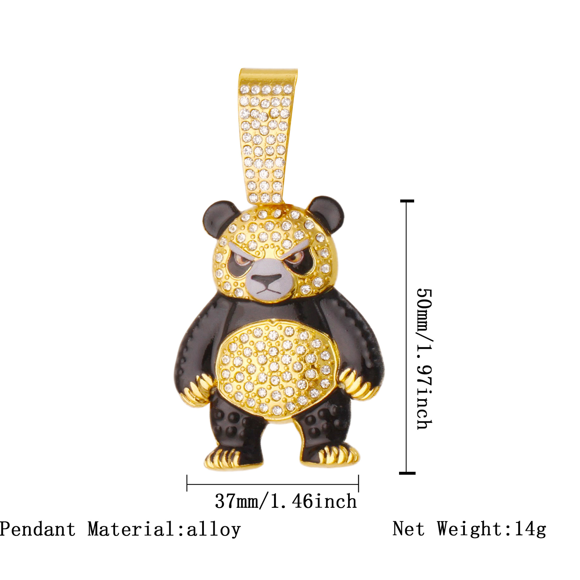 金色功夫熊吊坠