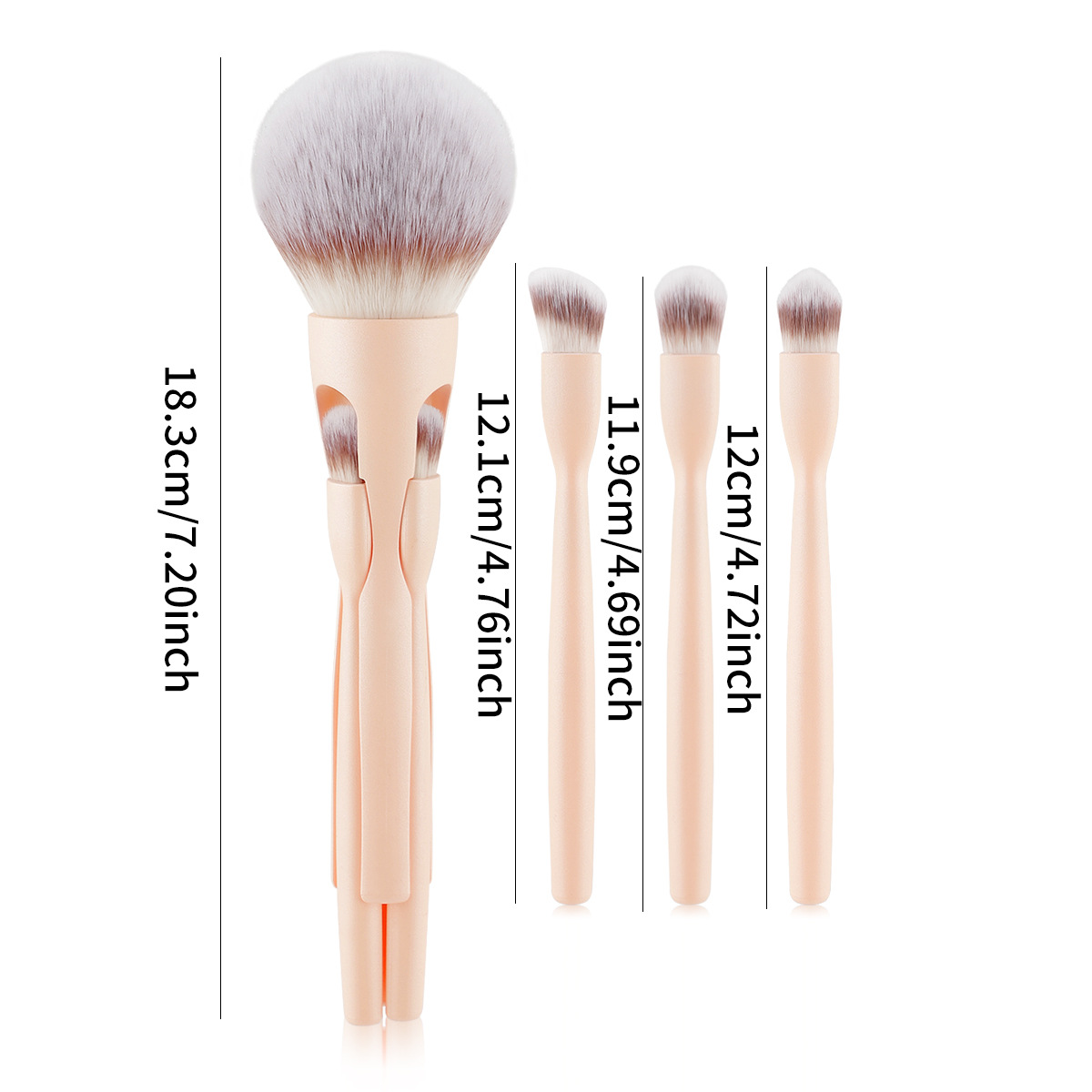 4-in-1 Magnetic Makeup Brush with Bag Loose Powder Brush Eye Brush Multifunctional Travel Makeup Brush Ready