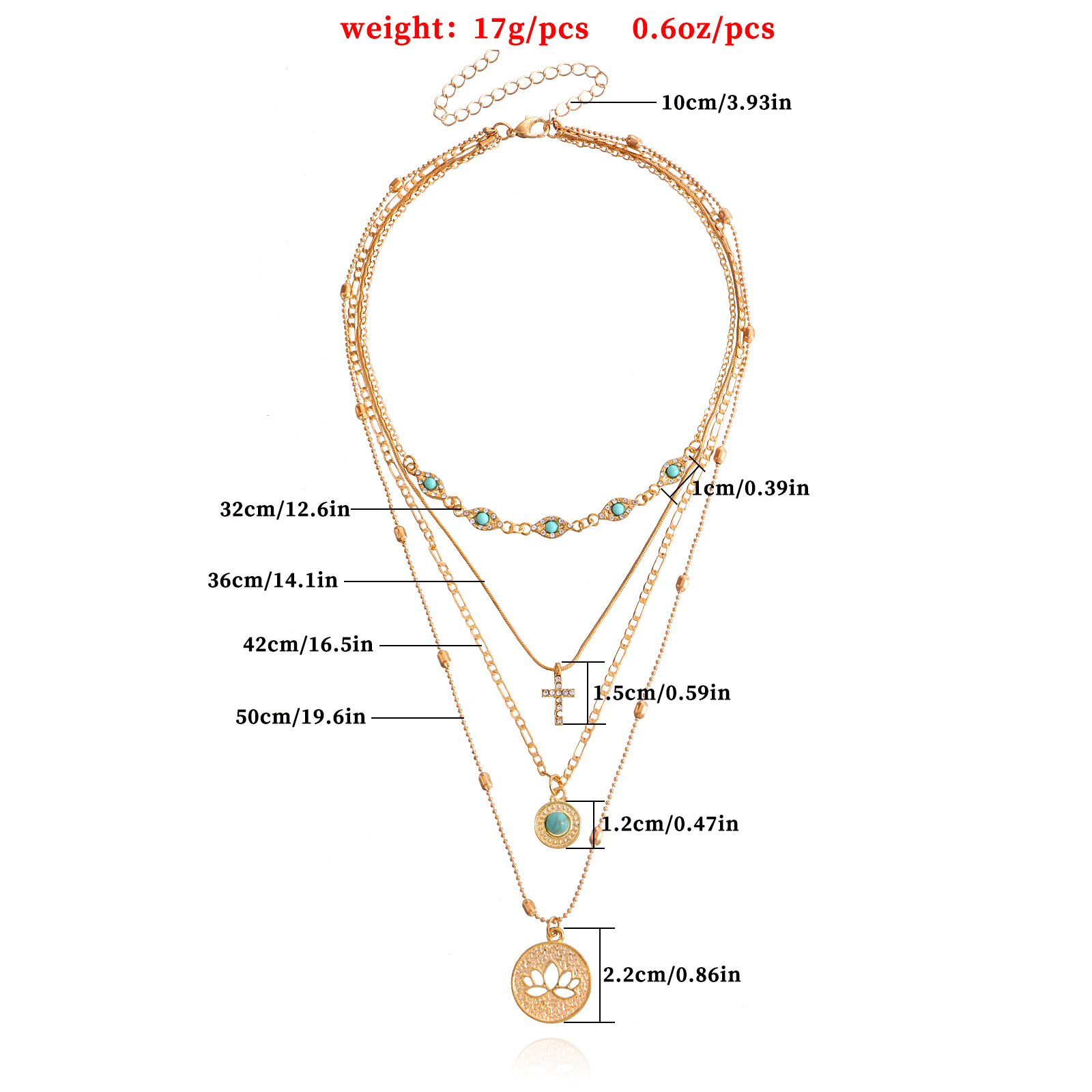 Accessories Multi-layer Small Hole Chain Hollow Flower Rhinestone Cross Pendant Necklace for Women