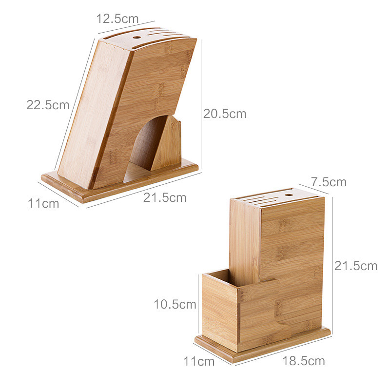 Bamboo knife holder, multifunctional kitchen storage rack for knives, countertop knife block