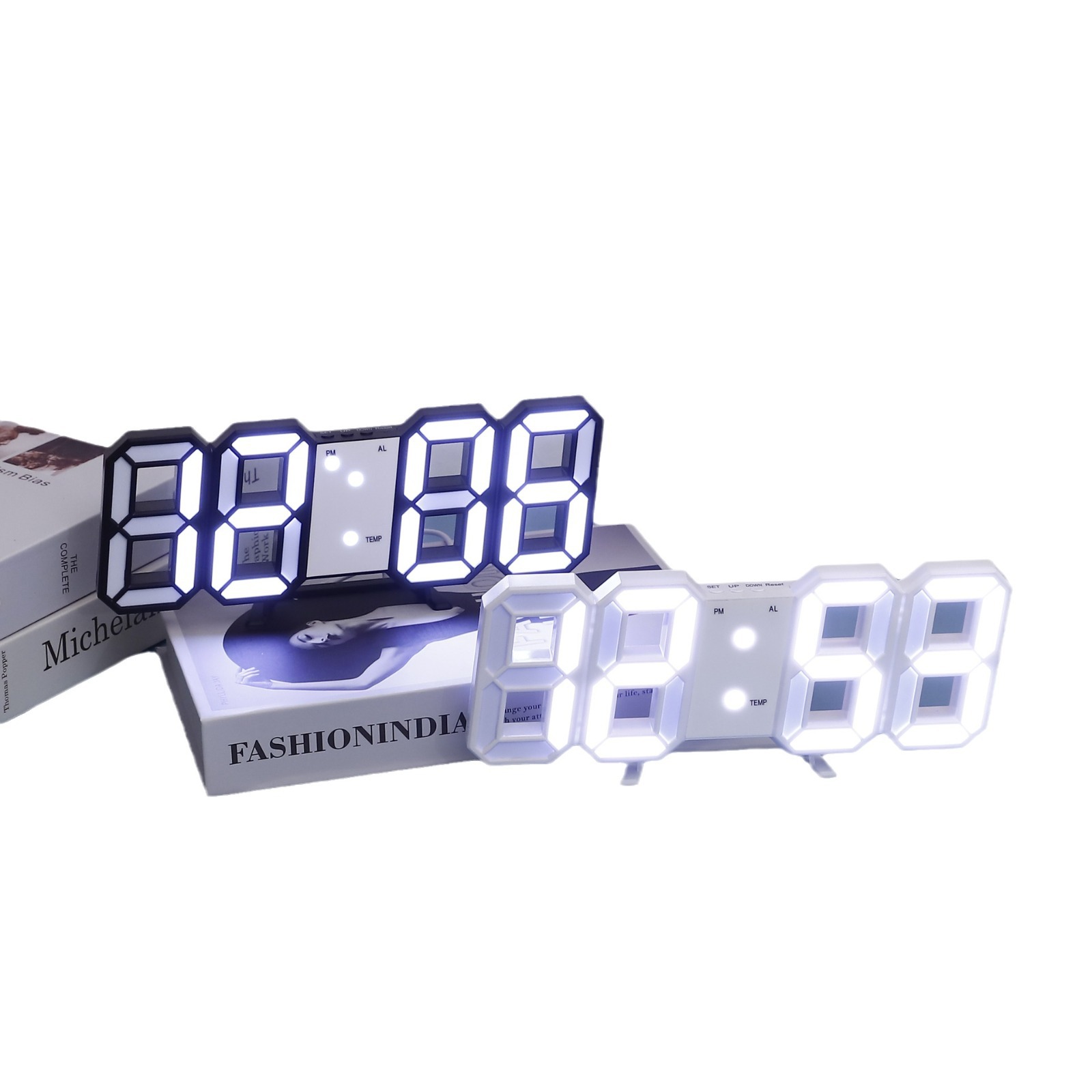 Digital alarm clock with adjustable night light brightness, simple desktop clock, wall-mounted LED electronic alarm clock