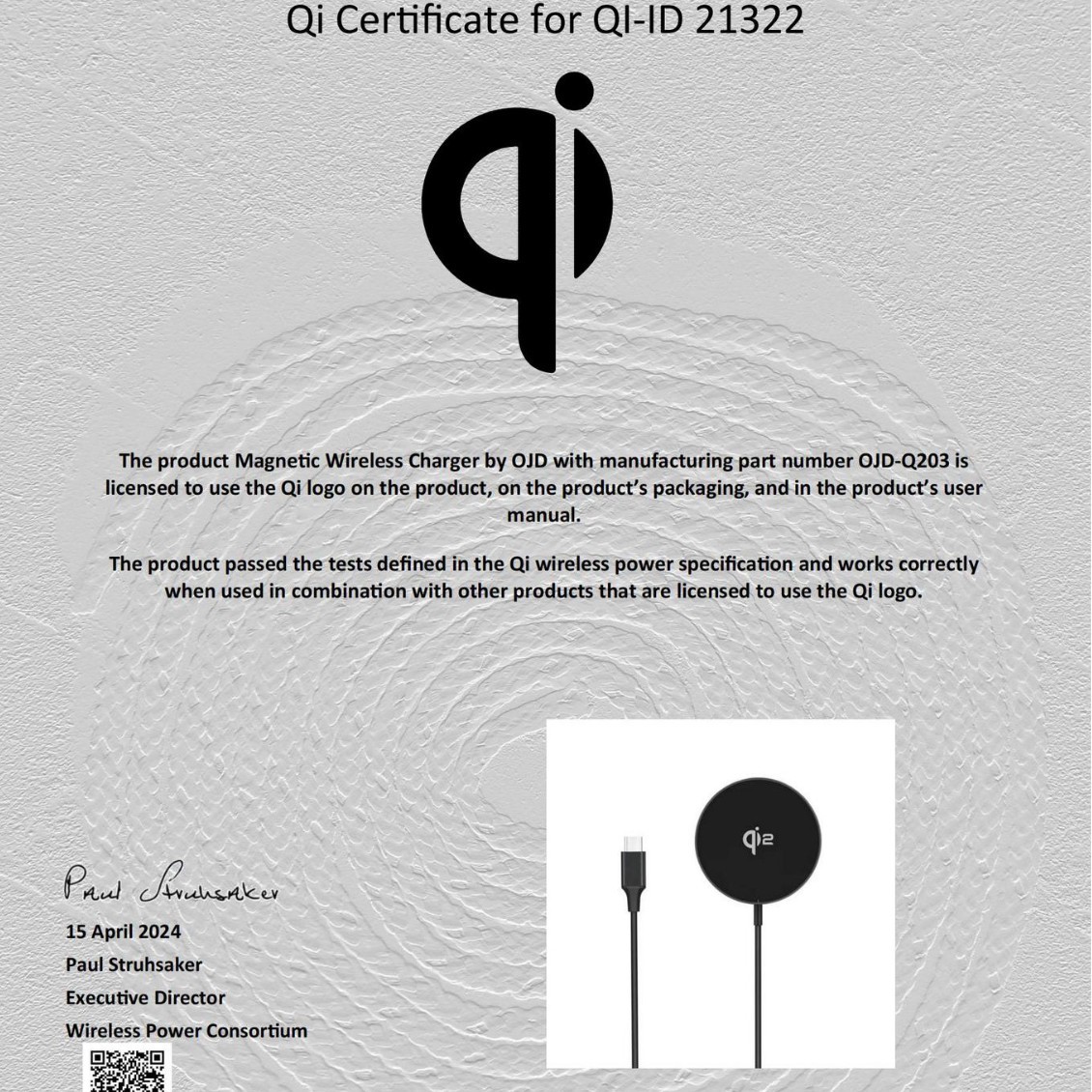 Qi2.1 Certified Magnetic Wireless Fast Charging 15W for iPhone 12-17 Authentication Chip with Certificate