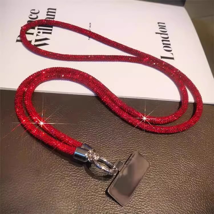 Full rhinestone phone lanyard women with rhinestone phone chain short long hand neck lanyard universal shoulder back pendant shiny rhinestone