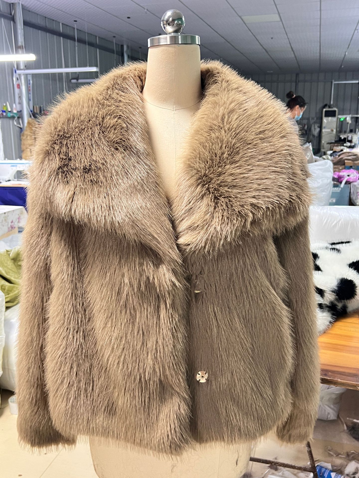 Fur large lapel faux fur jacket short fox fur fur jacket fluffy plush women's clothing