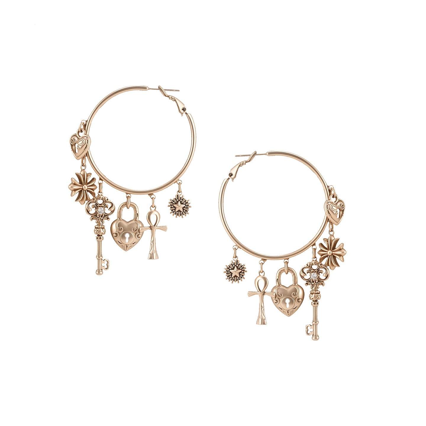 Love Lock Core Series Autumn and Winter American Style Key Love Earrings Large Hoop Earrings Women