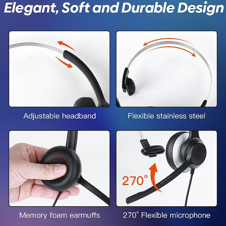 Customer service headset telemarketer landline driver over-ear headset dedicated for call center