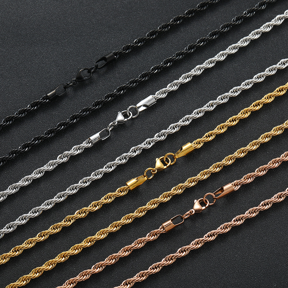 2mm 3mm 4mm 5mm 6mm twisted chain multiple lengths stainless steel twisted chain vacuum plated