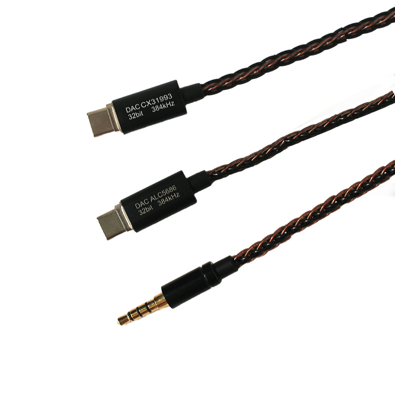 8-core MMCX Plug-in Headphone Cable with Mic Adjustable Volume DIY Headphone Upgrade Cable 3.5mm/Type-C