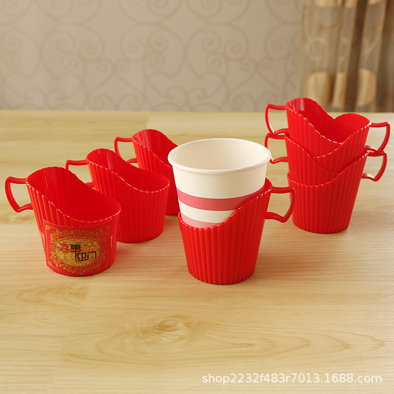 Disposable paper cup holder, thickened plastic cup sleeve, anti-scald heat-insulating paper cup holder, universal base cup 773