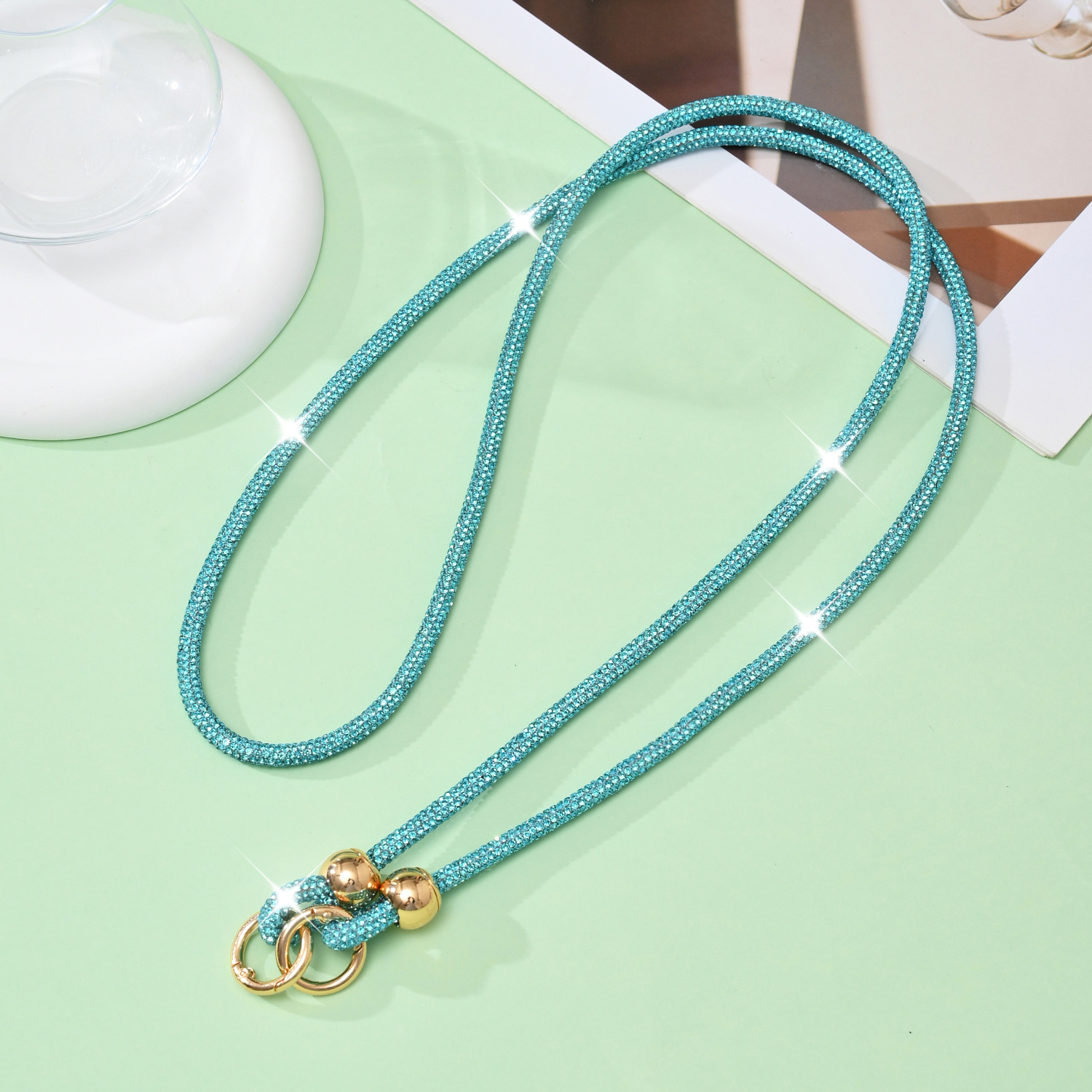 Luxury rhinestone phone lanyard long crossbody phone chain can shoulder back pendant bag decoration strap phone rope