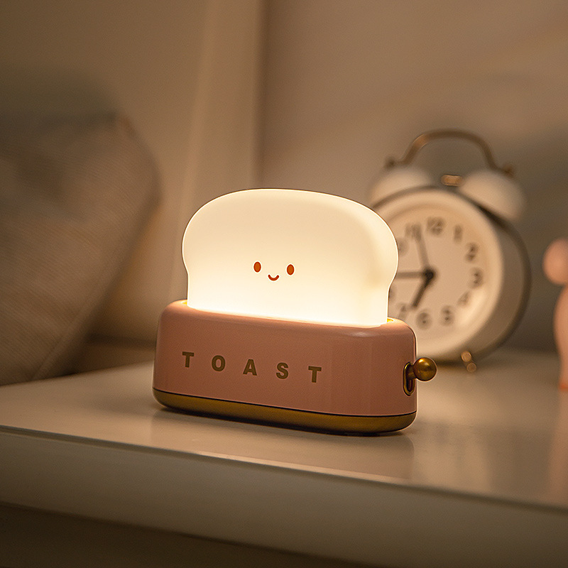 Bread machine night light LED warm light bedroom bedside USB rechargeable dimming lighting desk lamp timing sleep companion lamp