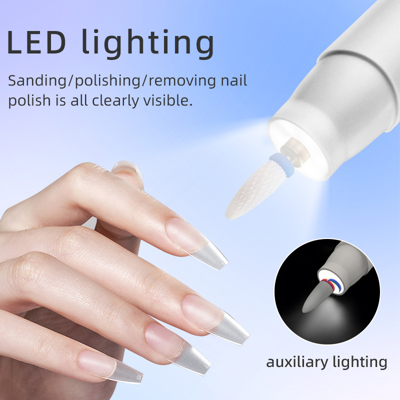 Portable automatic nail drill for professional nail removal, cuticle removal, and nail filing