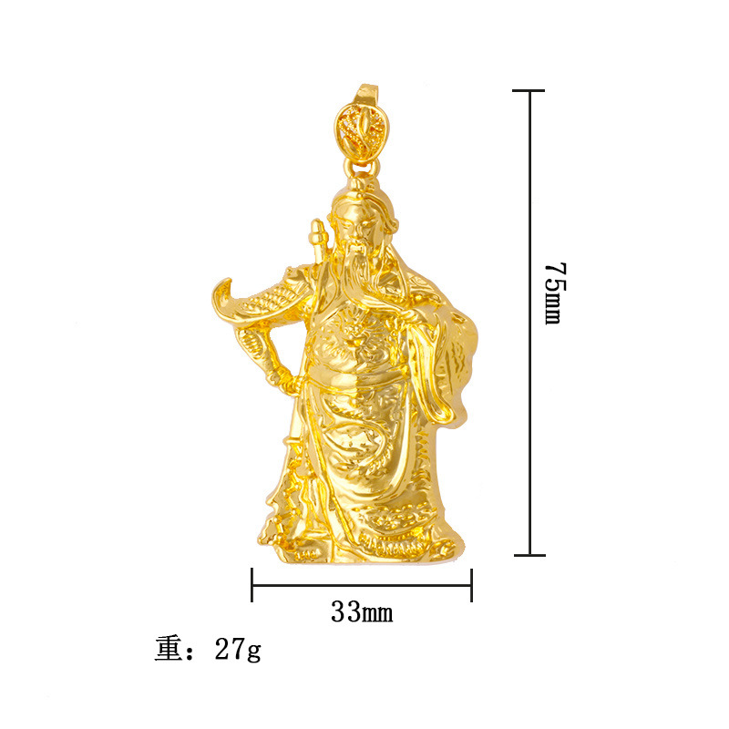 Gold-plated silver live-streaming dragon pendant large pendant accessories Guanyin Buddha bold pendant hollow sand gold jewelry accessories