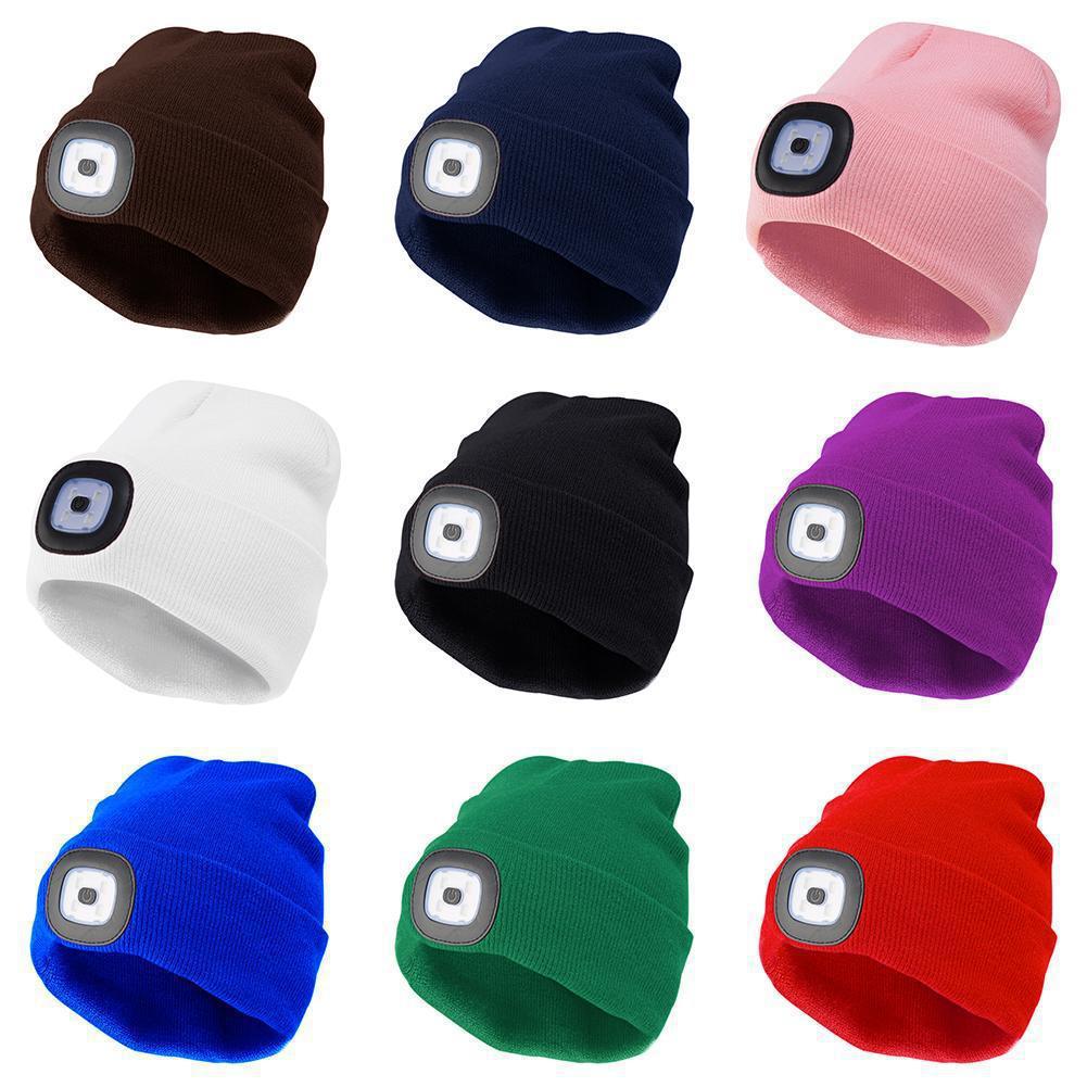 New rechargeable LED light-up lighting knitted hat night running headlamp lighting hat Christmas lamp hat