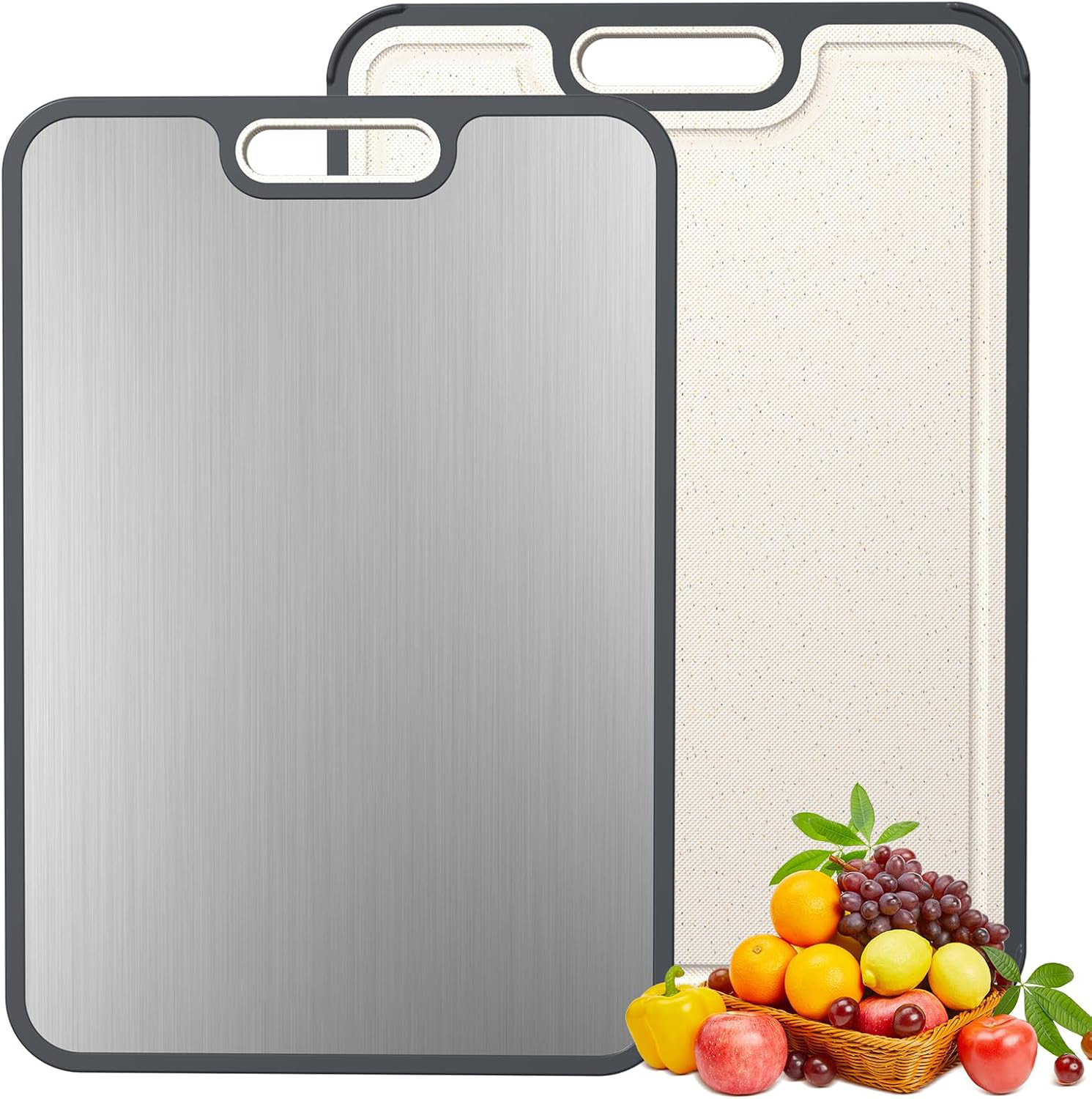 Anti-mold double-sided pure titanium cutting board double-sided stainless steel cutting board antibacterial household panel wheat straw sticky board
