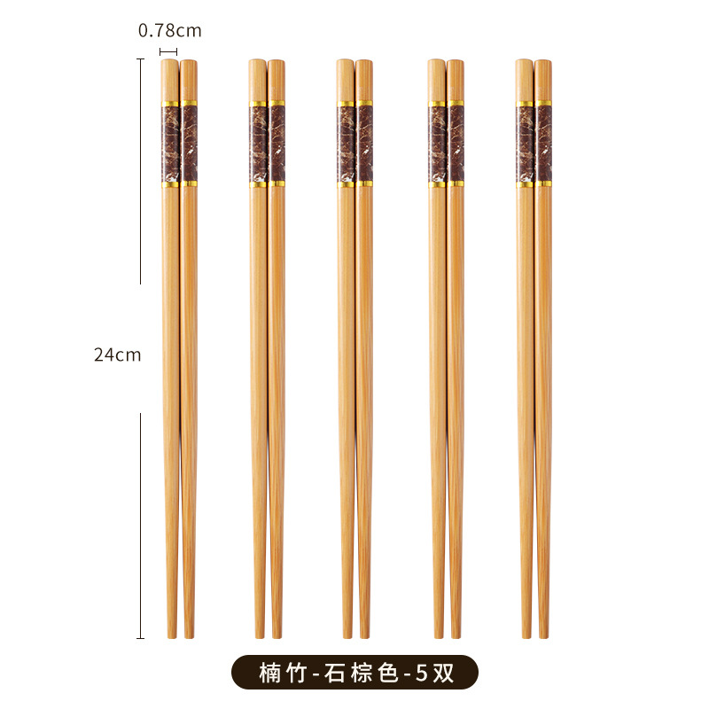 Printed bamboo chopsticks not easy to mold easy to clean household five-color chopsticks serving chopsticks easy to clean tableware