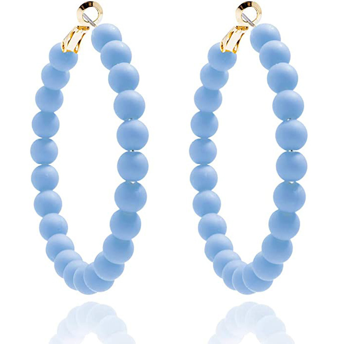 Summer Colorful Acrylic Bead Round Earrings Bohemian Handmade Women's Earrings