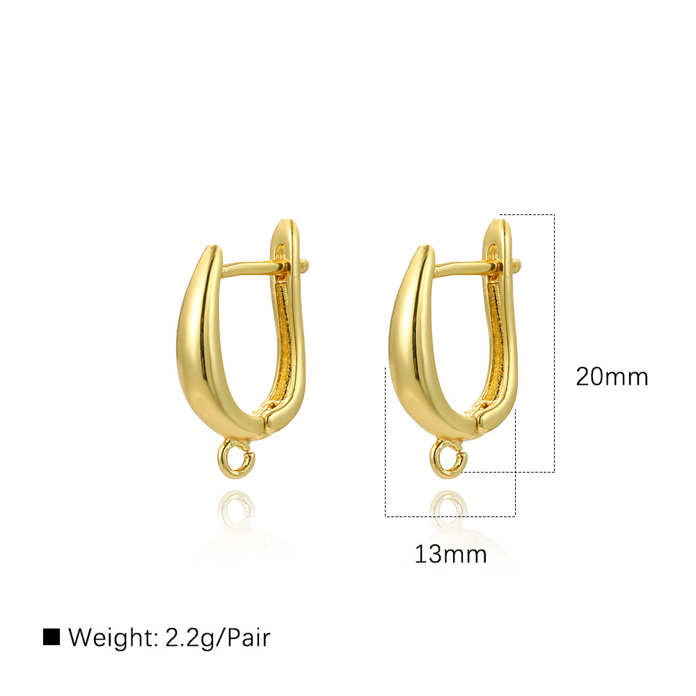 Copper plated 18K gold shiny U-shaped earring hooks, simple DIY earring ear buckle jewelry handmade accessories materials