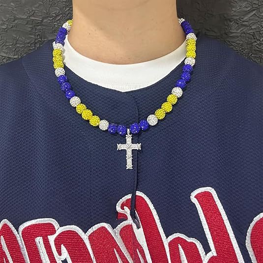 New Cross Colorful Diamond Ball Necklace Hip Hop Style Clay Necklace