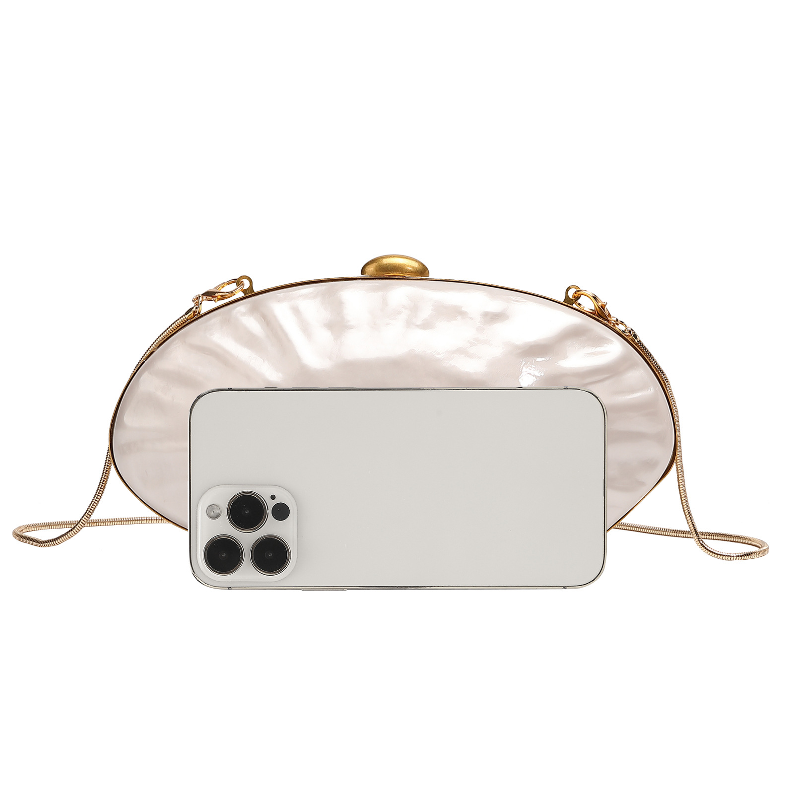 2025 New Shell Egg Acrylic Clutch Bag Evening Bag Banquet Party Evening Dress Bag Chain Women's Bag