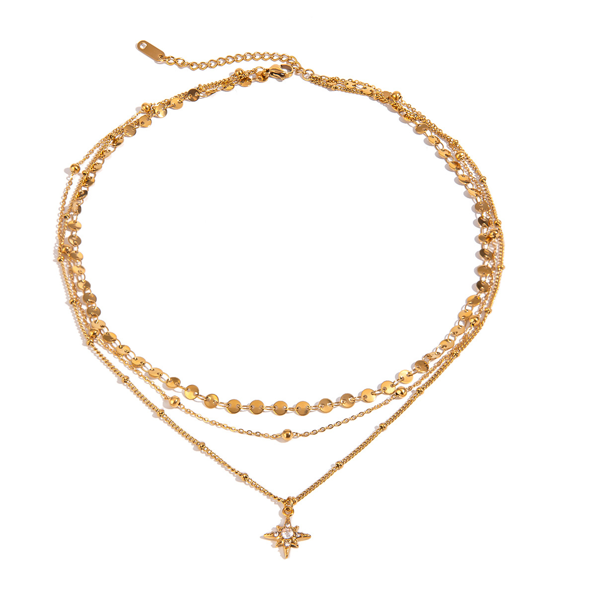Jieding jewelry stainless steel eight-pointed star necklace multi-layer collarbone chain titanium steel accessories