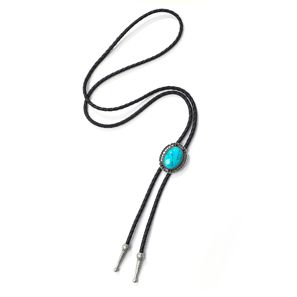 Turquoise Bolo Tie Pendant Men's Sweater Chain Western Cowboy Bolero Tie