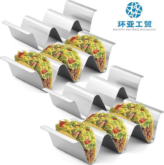 7-Piece Set Stainless Steel Wavy Taco Tortilla Mexican Taco Holder Plate