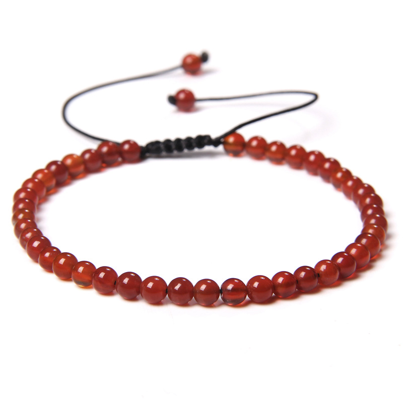 4mm stone bead handmade woven bracelet simple adjustable drawstring women's bracelet