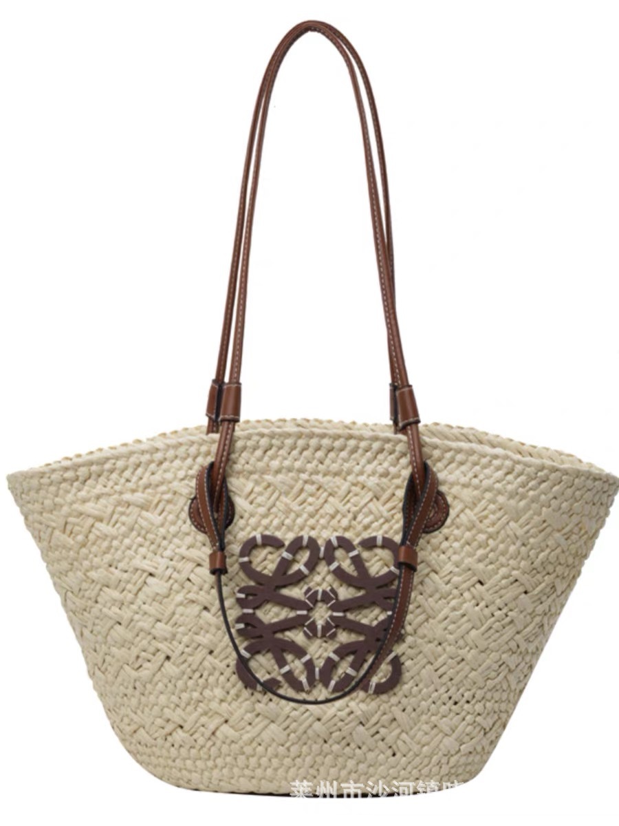 Luo's straw bag women's handmade woven bag 2024 new woven bag tote bag seaside vacation handbag