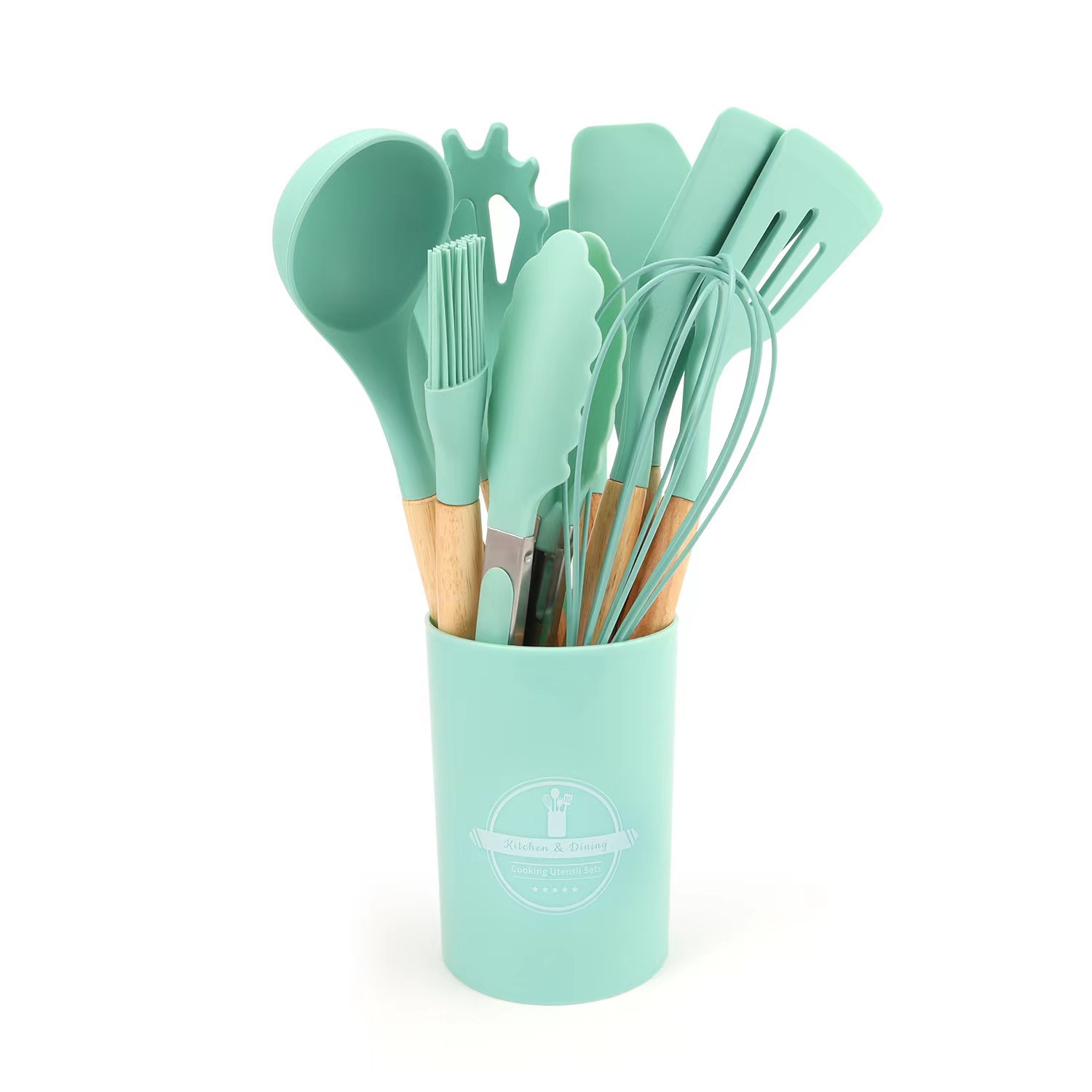 Silicone kitchenware 12-piece set, non-stick pan silicone spatula, household silicone spatula, soup spoon, daily kitchen set